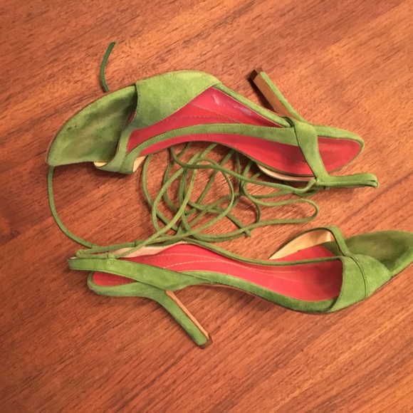 Kate Spade Suede Leather Heels Lime Green 6 1/2 - Picture 2 of 7